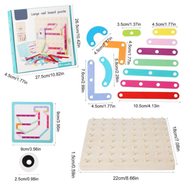 Tablă de Asamblare Creativă Montessori cu Piese Colorate