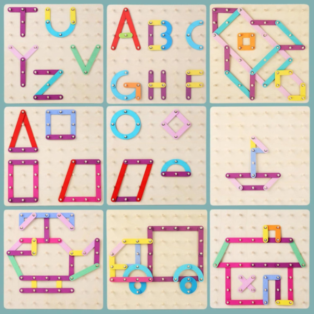 Tablă de Asamblare Creativă Montessori cu Piese Colorate