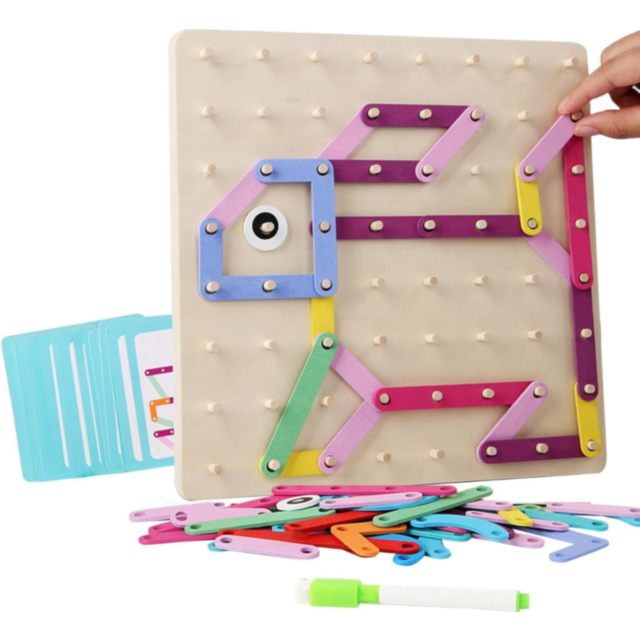 Tablă de Asamblare Creativă Montessori cu Piese Colorate