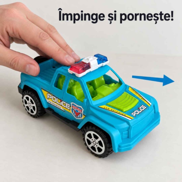 Mașină de poliție cu inerție, tip pickup, 17 cm