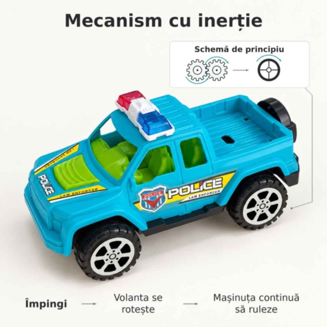 Mașină de poliție cu inerție, tip pickup, 17 cm