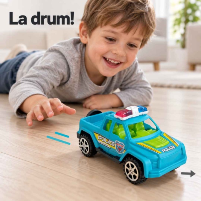 Mașină de poliție cu inerție, tip pickup, 17 cm