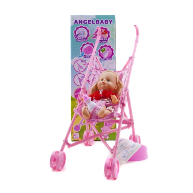 Păpușa  la Oliță  Interactivă, cu 12 Sunete Realiste, Cărucior, Oliță, Pampers și Biberon