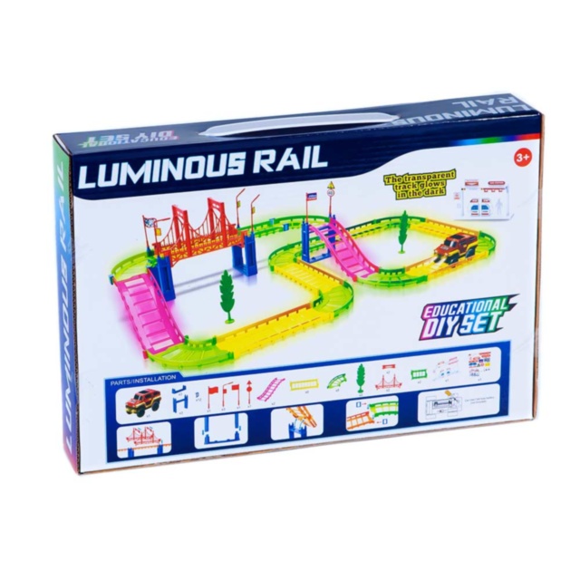 Pista Auto cu Circuit Flexibil, Luminos și 1 Mașinută