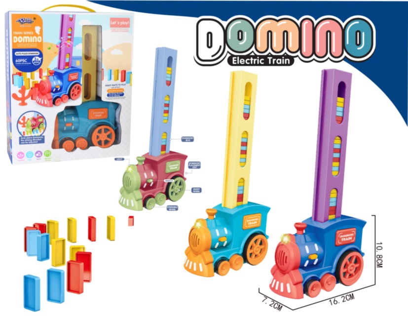Tren Domino cu 60 de Piese Colorate și Aranjare Automată