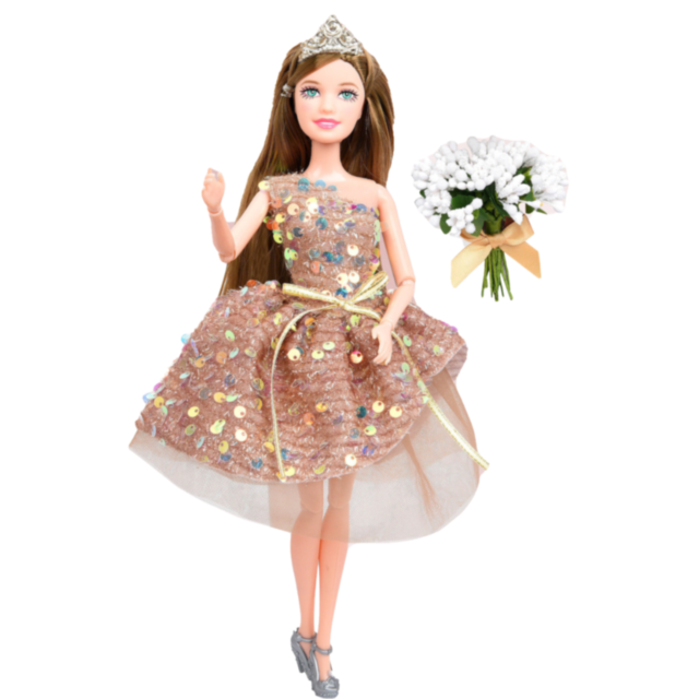 Păpușă elegantă „Starry Sky Doll” cu rochie sclipitoare și coroniță