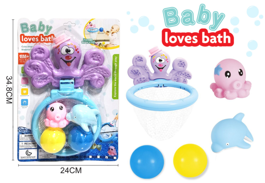 Coș de Baschet pentru Baie cu 2 Mingi și 2 Stropitoare