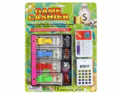 Casă de Marcat cu Bancnote, Monede, Calculator si Card Bancar | image