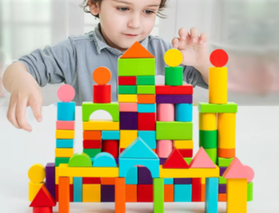 Cuburi din Lemn Colorate Set Construcție | image