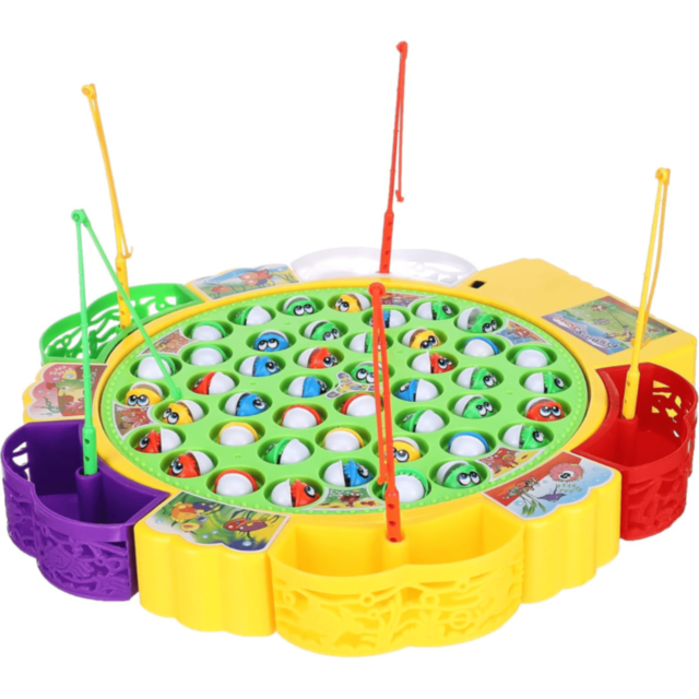 Joc de Pescuit Rotativ cu Muzică și 5 Undițe