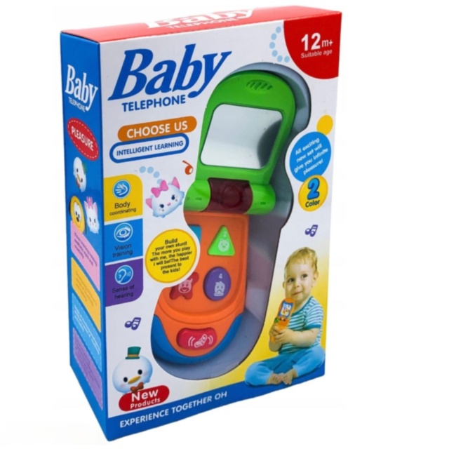 Telefon jucărie interactiv cu clapetă pentru bebeluși (culoare aleatorie)