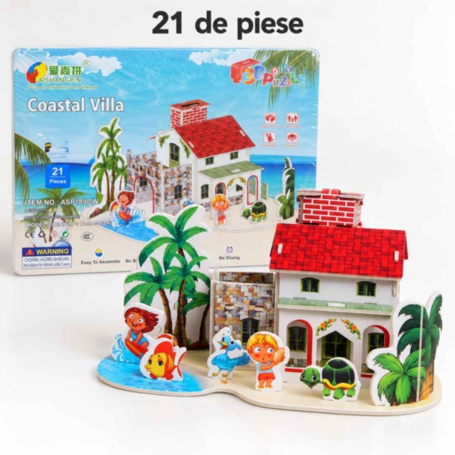 Puzzle 3D vilă de coastă, 21 de piese