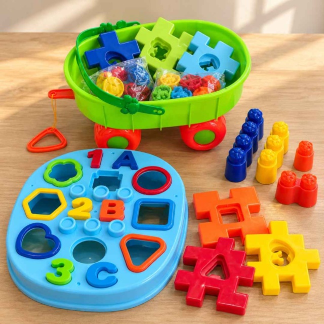 Cărucior sortator educativ cu forme, cifre și litere