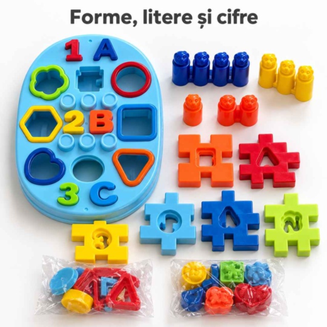 Cărucior sortator educativ cu forme, cifre și litere