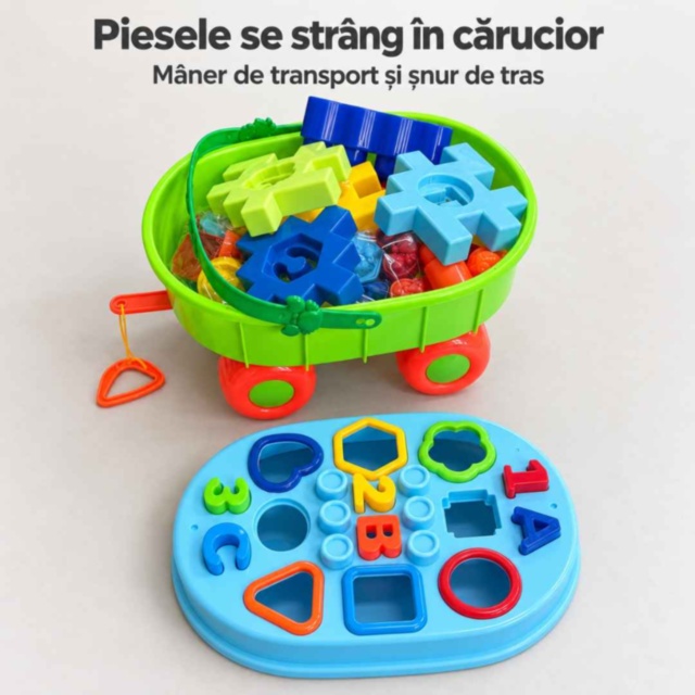 Cărucior sortator educativ cu forme, cifre și litere