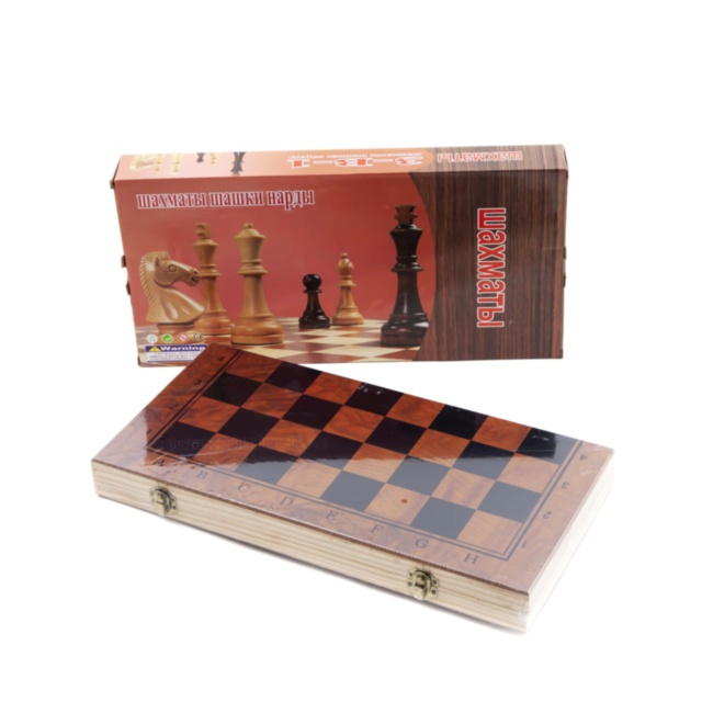 Joc de Dame, Șah și Table , set 3 în 1, de Lemn