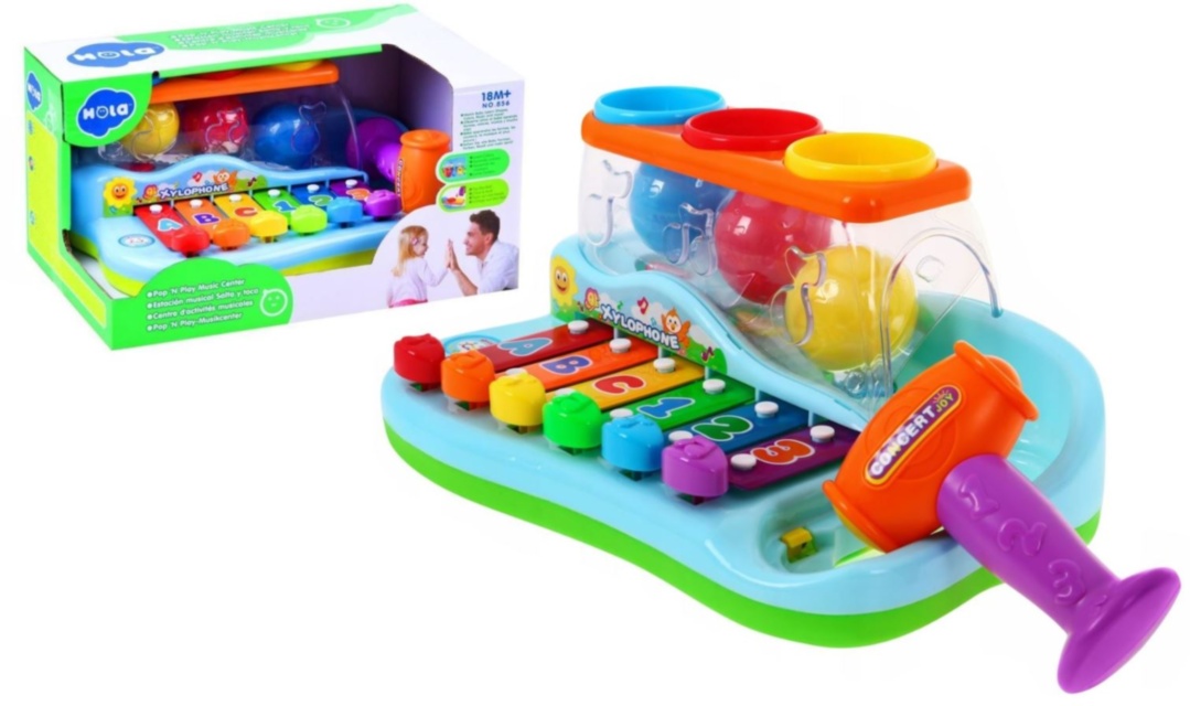 Xilofon si Ciocănel cu Bile, Jucărie Muzicală 2 in 1