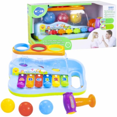 Xilofon si Ciocănel cu Bile, Jucărie Muzicală 2 in 1 | image