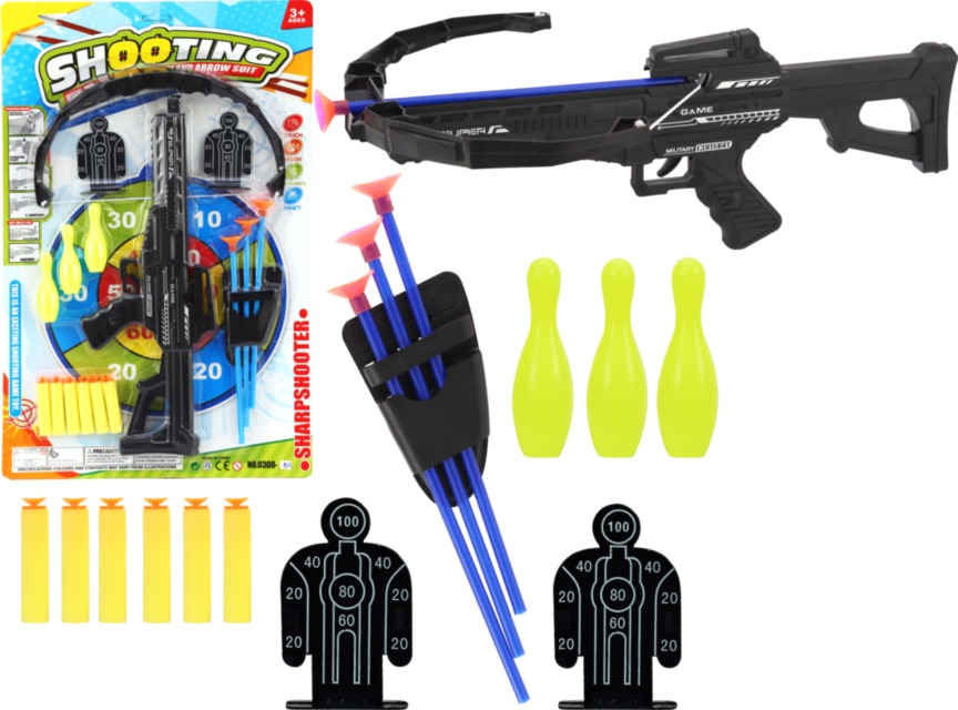 Arbaleta cu 3 Săgeți, 6 Proiectile și 2 Ținte, 50cm