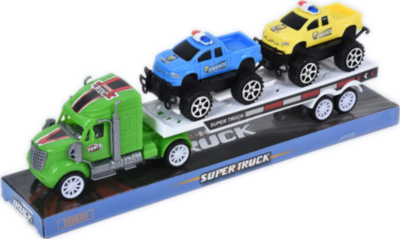 Camion cu Trailer și 2 Mașinuțe de Poliție, 30cm  | image
