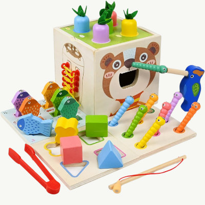 Set Montessori de Activități Educative 8 în 1 cu Elemente din Lemn | image