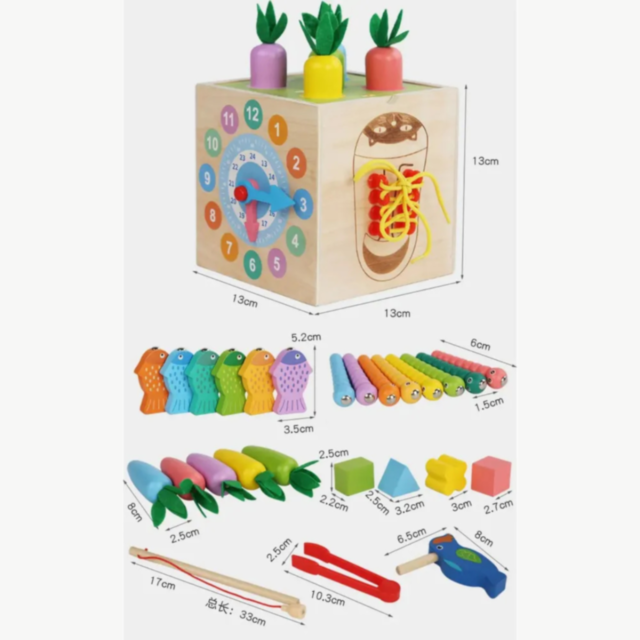 Set Montessori de Activități Educative 8 în 1 cu Elemente din Lemn