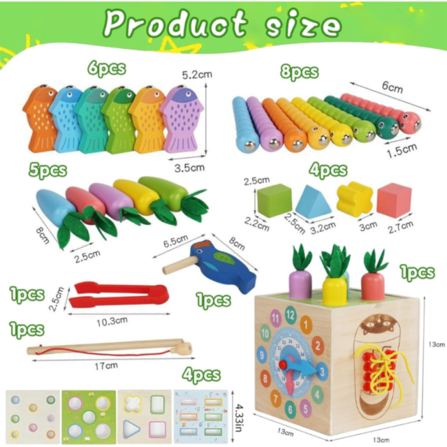 Set Montessori de Activități Educative 8 în 1 cu Elemente din Lemn