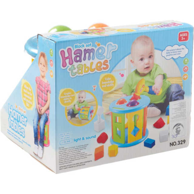 Masă interactivă cu ciocan muzical și forme educative pentru copii