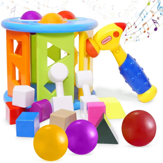 Masă interactivă cu ciocan muzical și forme educative pentru copii