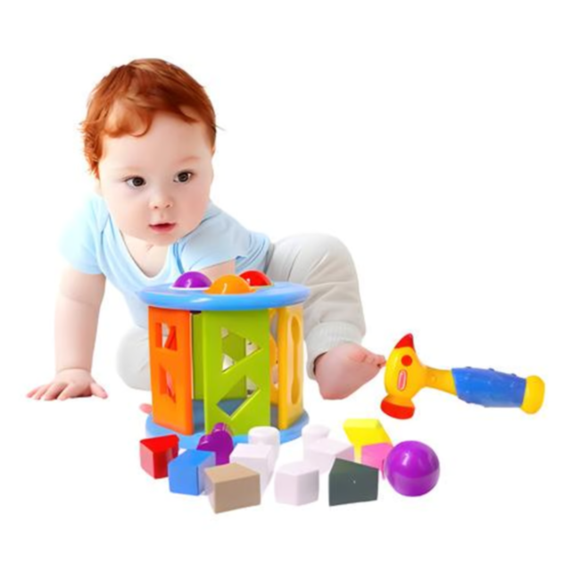 Masă interactivă cu ciocan muzical și forme educative pentru copii