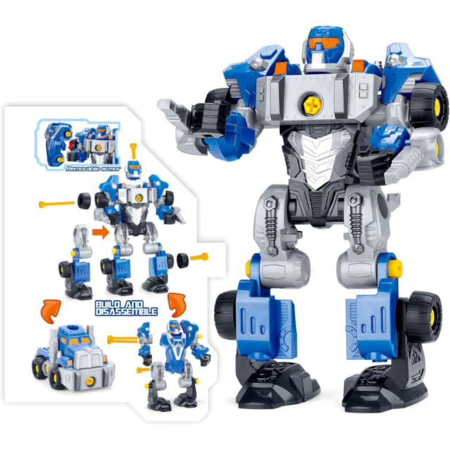 Robot Transformabil 2 în 1, Cu Șurubelniță Electrică, Joc de Construcție pentru Copii 