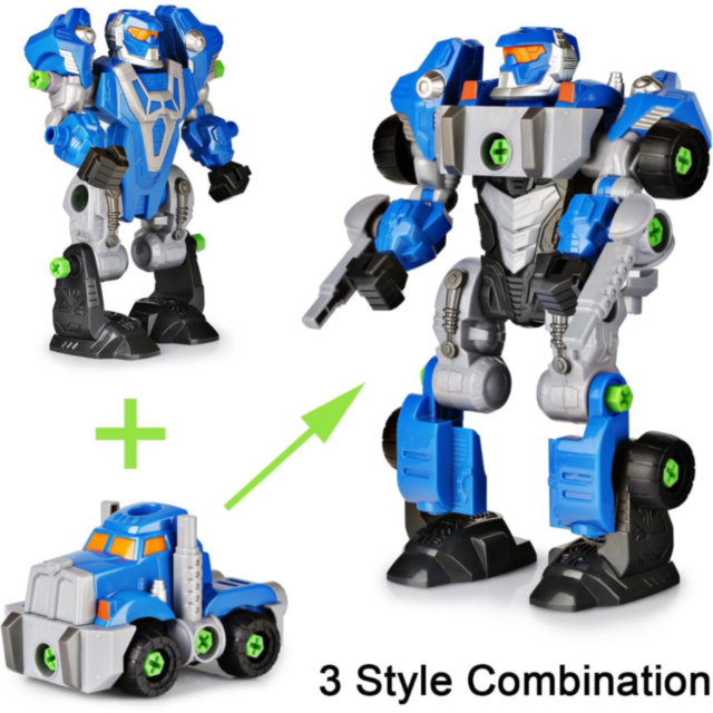 Robot Transformabil 2 în 1, Cu Șurubelniță Electrică, Joc de Construcție pentru Copii 