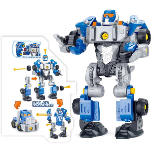 Robot Transformabil 2 în 1, Cu Șurubelniță Electrică, Joc de Construcție pentru Copii 