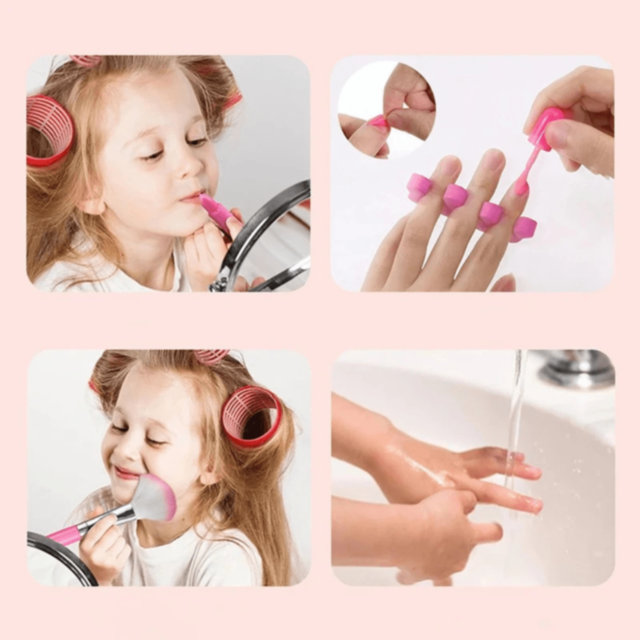 Set Machiaj Copii Valiză Roz cu Accesorii