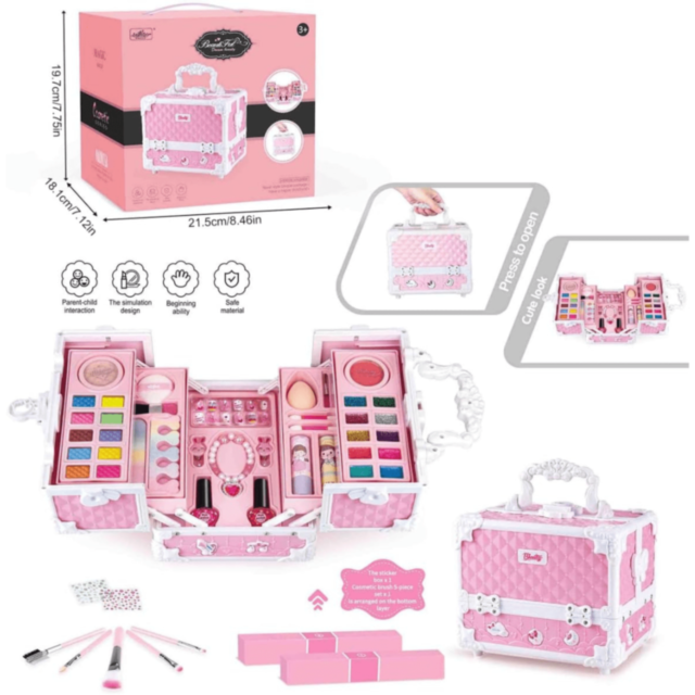 Set Machiaj Copii Valiză Roz cu Accesorii