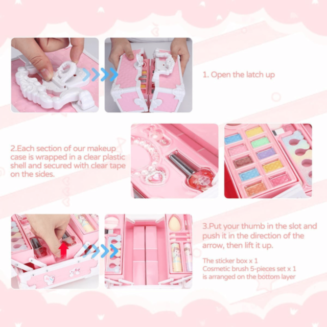 Set Machiaj Copii Valiză Roz cu Accesorii