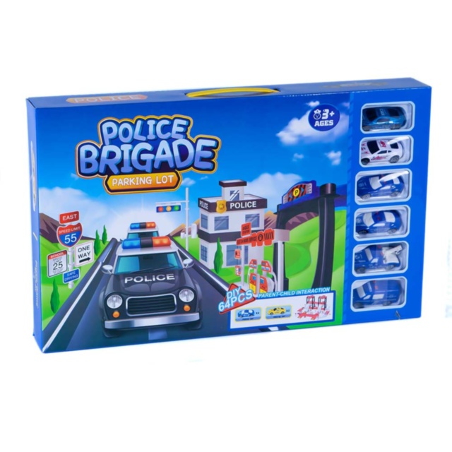 Set Unitate de Poliție Etajată cu 6 Mașinuțe