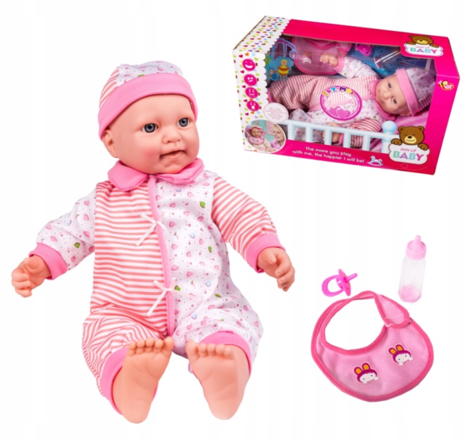 Bebeluș de Pluș cu 4 Sunete Realiste, Biberon și Suzetă