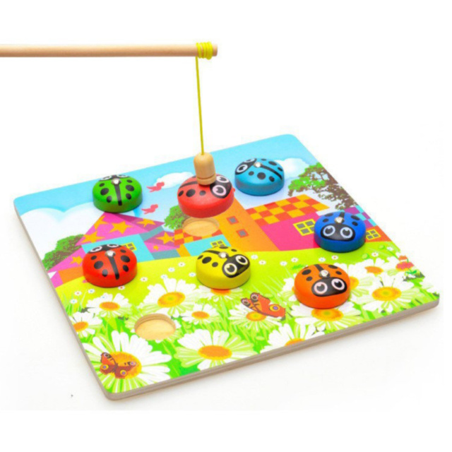 Joc de Pescuit Buburuze, Magnetic, de Lemn