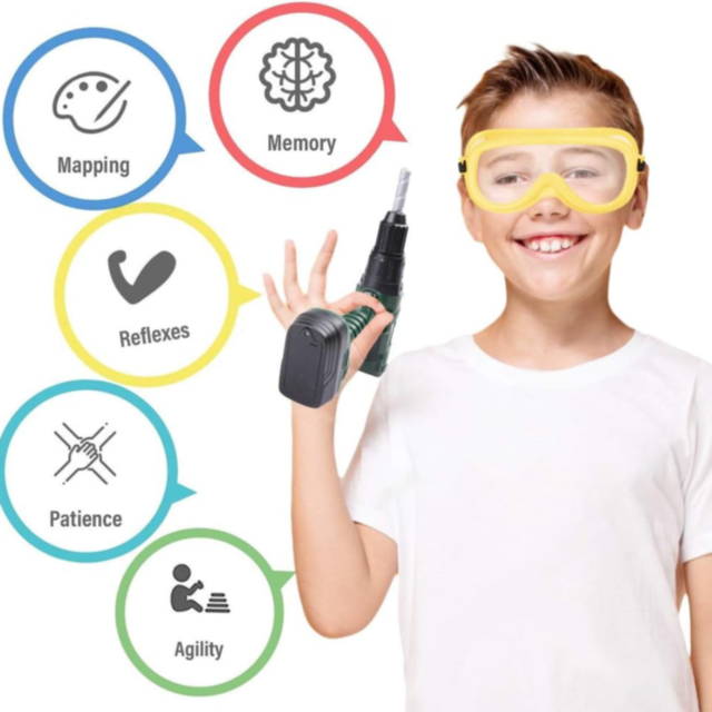 Bormașină electrică de jucărie cu 3 capete interschimbabile