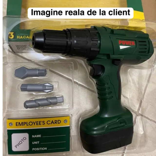 Bormașină electrică de jucărie cu 3 capete interschimbabile