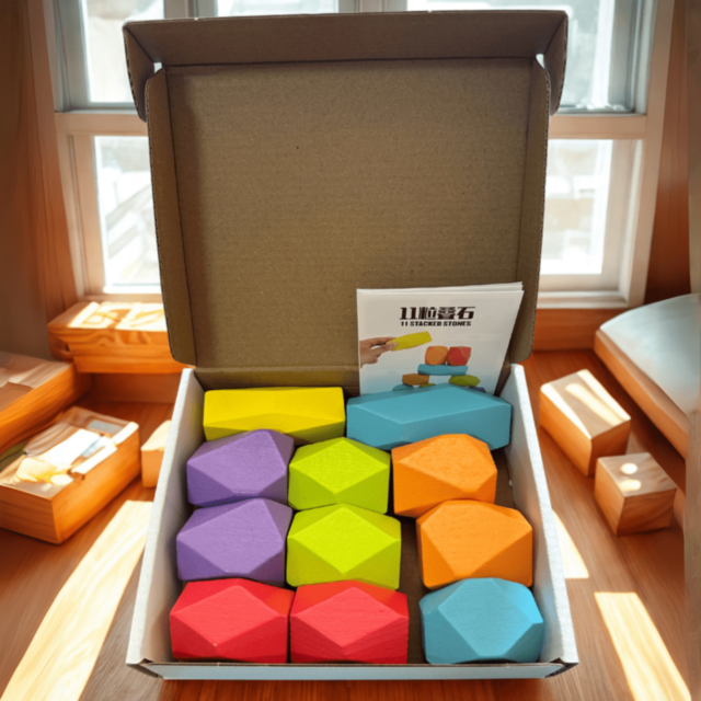 Pietre de Echilibru Montessori din Lemn Colorat