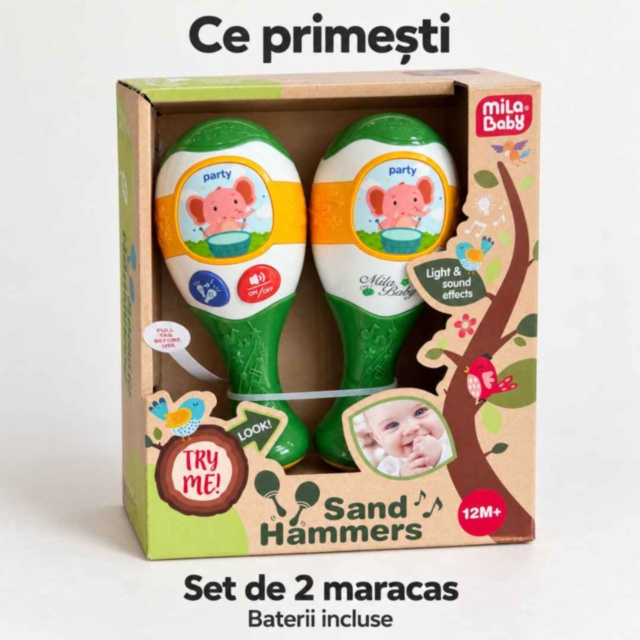 Set două maracas pentru copii, cu muzică și lumini