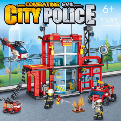 Set de Construcție Stație de Pompieri cu Vehicule și Elicopter - 543 Piese | image