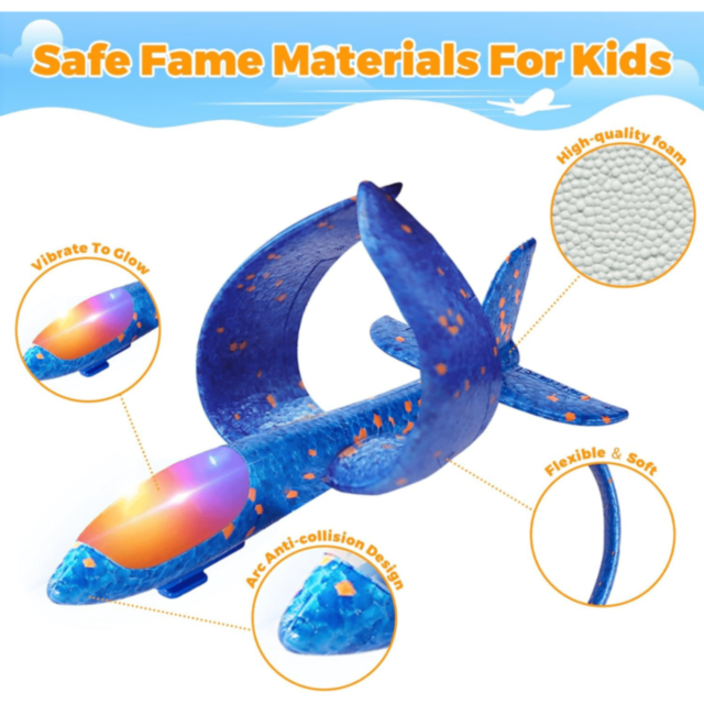 Avion din Spumă cu LED-uri Colorate (culoare aleatorie)