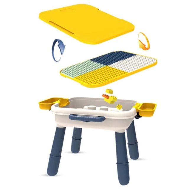 Masă cu Scăunel și Cuburi de Construcție