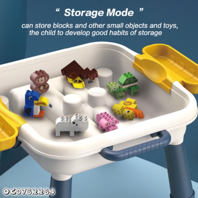 Masă cu Scăunel și Cuburi de Construcție