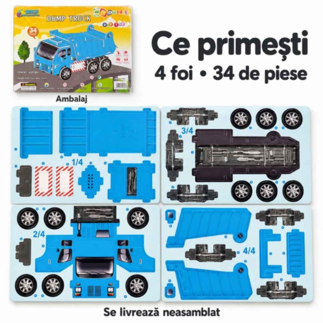 Puzzle 3D camion basculant din spumă EPS pentru copii