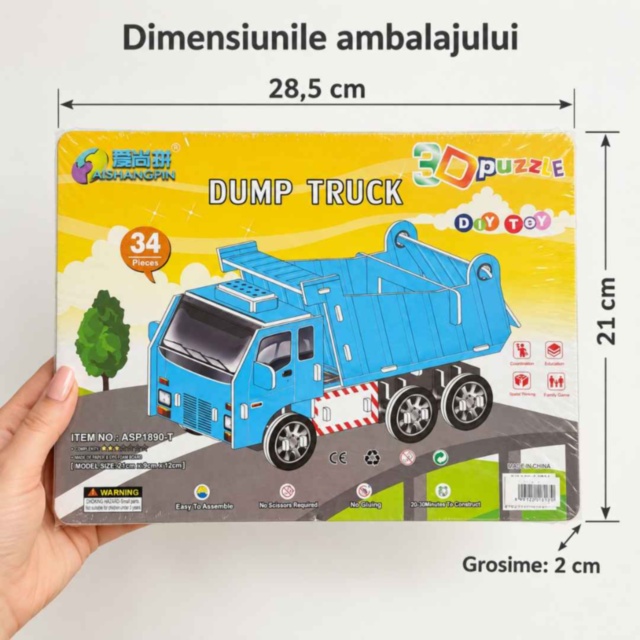 Puzzle 3D camion basculant din spumă EPS pentru copii