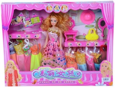 Barbie cu 9 Ținute, Pălărie și Oglindă | image